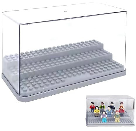 3-Tier Acrylic Minifigures SeriesFigures Blocks Display Cases, Dustproof Building Block Display Box Acrylic Case Boxfor Collection Action Figures Blocks Models - Gift for Lego Lovers (Grey)