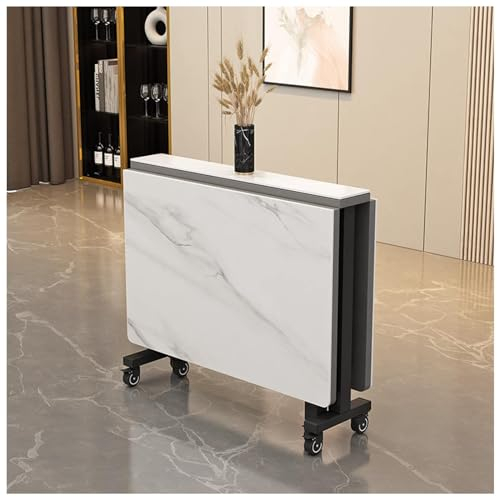 Klappbarer Esstisch Aus Schiefer, Vielseitiger Esstisch Mit 6 Rollen, Klapptisch, Sparsamer Ausziehbarer Küchentisch, Geeignet Für Kleine Räume, Restaurant, (Size:120x70x75cm/47.2x27.6x29.5in,Color:A)