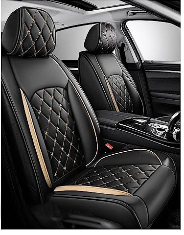 ZARUXCHA Full Set Auto Sitzbezüge für Nissan Qashqai J12 J11 J10 J11 J12 +2 2006-2025, Wasserdichter Leder-Autositzbezug, Seasons Protectors VerschleißFest, 5-Sitzer Autositzbezug Universal(A(Gold))
