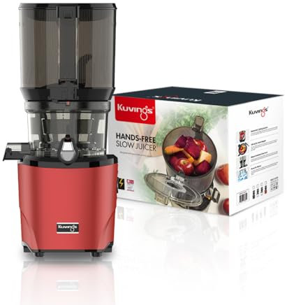 Kuvings AUTO10S Juicer - Easy Care Slow Juicer 3L Capacity & 200W Motor. Ideal for Fruit, Vegetables & Smoothies. Matt Dark Red