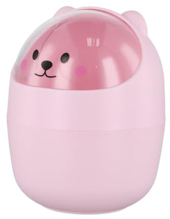 Granvoo Poubelle de Table avec Couvercle, Petite Poubelle de Bureau Rose Enfant, Mini Amovible Porte Stylo Mignon Plastique, Retourner Design Belle Corbeille à Papier, Poubelles de Maquillage