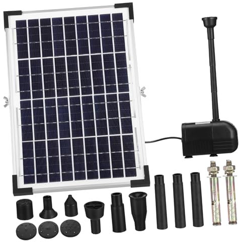 PHENOFICE 12w Pompe Fontaine Solaire De Jardin Pompe à Eau Extérieure Et Fontaine De Bassin Alimentée par Panneau Solaire avec Inclinaison Réglable pour Jardin Et Bassin