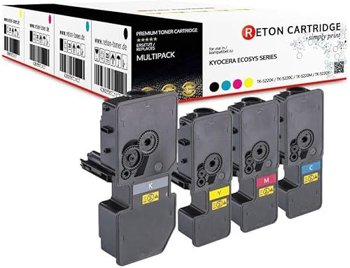 4 Reton Toner kompatibel mit Kyocera TK-5230 TK-5230K TK-5230C TK-5230Y TK-5230M für Kyocera ECOSYS M5521cdn M5521cdw P5021cdn P5021cdw