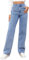 MANGGUO Jean Femme Taille Haute Coupe Droite Straight Jeans Baggy Jambes Larges amincissantes avec Tous Les Pantalon Automne Hiver Elastique Classique en Denim Jean Coupe（Couleur：Bleu Clair,Size：XXL）
