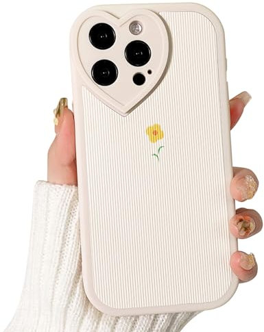 NITITOP Compatible for iPhone 14 Pro Case Cute Bear Flower Floral with Love Lens Bumper Protector for Girls Women Soft TPU Shockproof Protective Girly - Yellow Flower