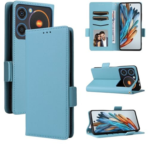 BELLA BEAR ZTE Nubia Music Handyhülle, Magnetische Flip-Leder-Geldbörsenhülle, Kickstand-Hülle, Stoßfeste Schutzhülle für ZTE Nubia Music-LBlau