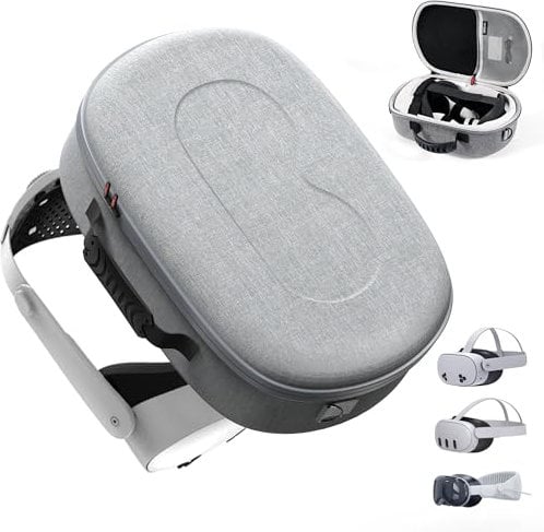 DEVASO Hard Carrying Case for Meta Quest 3S/Quest 3/Vision Pro, Portable Protective Case for VR Headset with Elite Strap, Touch Controllers, Travel Storage Bag for Oculus Quest 3S/Quest 3/Vision Pro