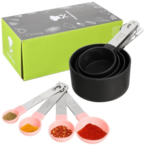Acooruiteng Measuring Cups and Spoons Set Measuring Spoons Measuring Spoons Sets Measuring Cup Measurements Set Measuring Cups for Baking with Stainless Steel Handle for Baking Liquid and Solid 8 Pcs