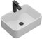 Lordear Fregadero rectangular de 48 x 38 cm sobre el mostrador, de porcelana blanca, cerámica, moderno, lavabo artístico con agujero para grifo, grifo negro y drenaje desplegable negro para baño