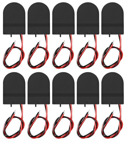 Sarini Lot de 10 Supports de Piles CR2032 3 V pour Piles Bouton avec Fils et Interrupteur Marche/arrêt Tension de Sortie 3 V pour projets électroniques avec Interrupteur à Fil