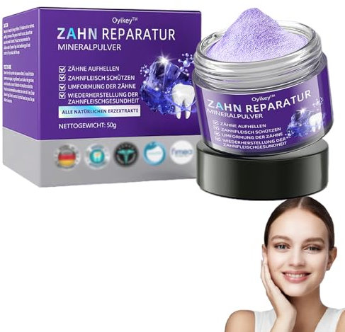 Oyikey Zahnreparatur Mineralpuder, Zahnreparatur Mineralpulver - 50g, Oyikey Zahnpulver, Zahnpulver Gegen Verfärbungen, Zahnaufhellungspuder, Effektiv bei der Stärkung von Zähnen und Zahnfleisch (1)