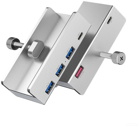 Aluminum 4-Port USB 3.0 Hub External Dock Station Clip-On Splitter Adapter For PC Desktop Monitor