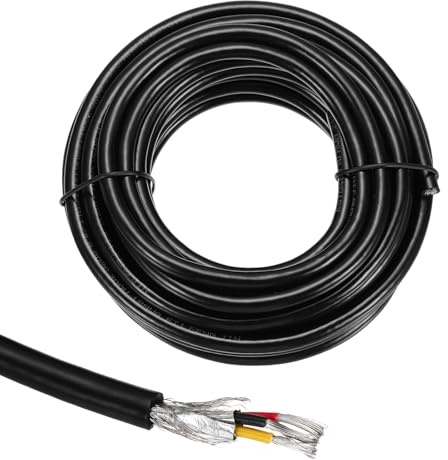 sourcing map UL2464 geschirmtes Kabel, 18 AWG, 5,5 m, 300 V, 3-Leiter, PVC, elektrischer CNC-Draht mit doppellagiger Abschirmung für Haushaltsgeräte, Automobilverdrahtung, 1 Stück