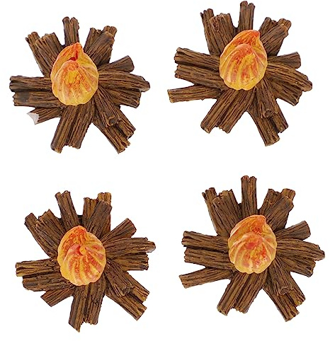 DECOMELODY 4 Stück Künstliche Lagerfeuer Dekorationen Resin Feuer Modell Garten Miniatur Lagerfeuermotiv Für Outdoor Camping Party Feier