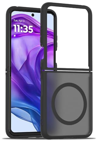 GIOPUEY Magnetische Handyhülle für Motorola Razr 50 Ultra Hülle, Case Kompatibel mit MagSafe, Matte PC Zurück + TPU Bumper Stoßfeste Schutzhülle - Black