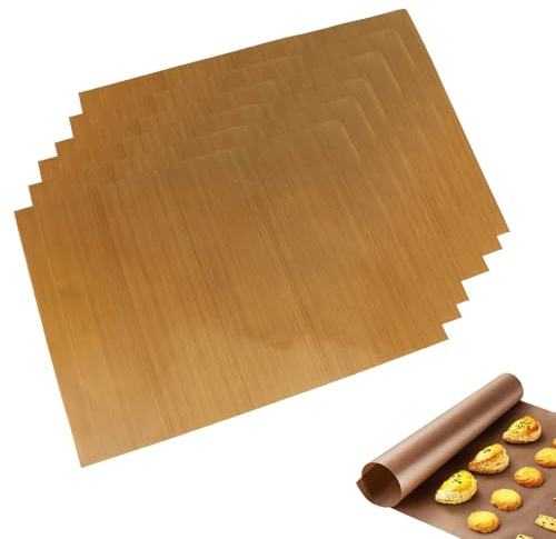 6 Stück Dauerbackfolie für Backblech, 40cm×30cm Backpapier Wiederverwendbar, Dauerbackmatte Elektro und Gasbackofen