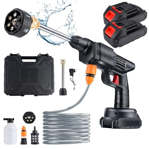 Akku Hochdruckreiniger,990 PSI,240L/H,48VF Tragbarer Hochdruckreiniger,Mobiler Hochdruckreiniger mit Akku,6-in-1 Multifunktionsdüse und 16FT-Schlauch, Tragbarer Pistole für Auto,Garten,Zäunen,Haushalt
