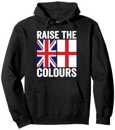 Raise The Colours British Flag Graphic Union Jack England Pullover Hoodie