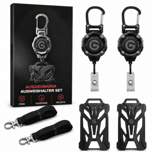 2 Stück einziehbare Ausweishalter mit Karabiner, Schlüsselanhänger Kartenhalter, Dienst-/ID-Ausweishülle, Heavy Duty Retractable Badge Holder, 80 cm Stahldraht