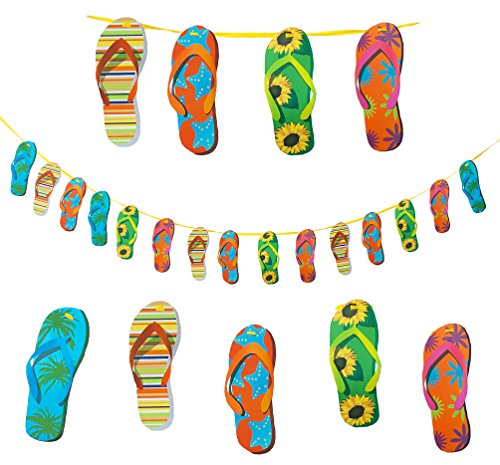 Oblique Unique® Girlande im Flip-Flop-Design Sonne Sommer Spaß 10 m - 15 bunten Flip-Flops - Party Dekoration
