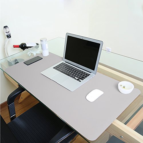 Paramount City Wasserdichte Schreibtischunterlage, Büro-Laptop-Schreibtischunterlage, PU-Leder-Schreibtischunterlage, Schreibtisch-Schreibunterlage mit doppeltem Verwendungszweck(Grau,120 x 60cm)