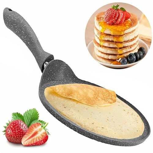 GEEZY Non Stick Crepe Pan 26cm/10.5 - Granite Stone Aluminium, PFOA Free Healthy Cooking, Multi-Use Flat Skillet Fry Pan, Pancake Maker Dosa Tawa for Crepes, Roti, Chapati, Omelette, Tortillas