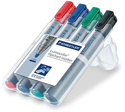 Staedtler® Flipchart-Marker Lumocolor® 356, nachfüllbar, 2 mm, Box mit 4 Farben; Packungsinhalt: 4 Farben