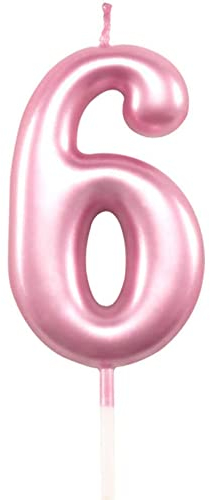 SHATCHI SHATHI Number Pink 6 Candle Birthday edding Anniversary New Year Party Cake Decorations Topper Girls