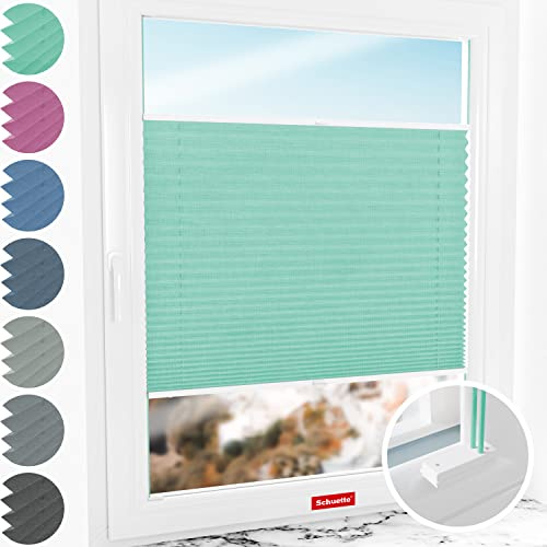 Schuette® Plissee mit Bohren zum Anschrauben ● Melange Kollektion: Mint Ice Cream (Grün) ● 95x200cm (Breite x Höhe) ● Suprafix Faltrollo Befestigung ● Bequeme Rollo Montage inkl. Video