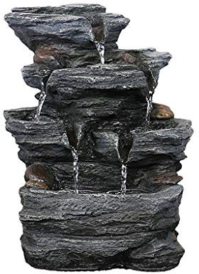 jiande 4-Tier en Cascada Fuente de Mesa de Agua con Luces LED - Interior/Exterior Fuente de Agua de la decoración Fuente de Mesa Pequeño Relajación Cascada