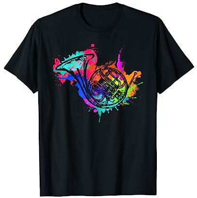 Buntes Waldhorn Musiker Horn Instrument T-Shirt