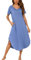 Nieery Chemise de Nuit Femme Coton Manches Courtes Robe de Nuit col V vêtements de Nuit Longue Tee Shirt Nuit avec Poche Robes Casual Femme lâche Robe Maxi