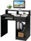 GIANTEX Scrivania per Computer, Tavolo da Lavoro con Supporto per Monitor, Tavolo da Ufficio Moderno con Cassetto e Ripiani, Scrivania per Computer con Spazio (Nero)