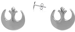 TALISMAN JEWELLERY Ohrringe aus 925er Silber mit Knopfverschluss, Tropfenmutter oder Haken – Star Wars Rebellenring (9,5 mm x 12 mm Stück + Verschluss), 9.5 MM x 12 MM, Metall
