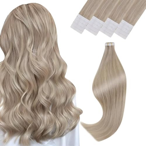 Vivien Blond Tape in Extensions Echthaar Remy Extensions Echthaar Tape in Blond Mixed Aschblond Tape in Echthaar Extensions Highlight 55cm 50g/20pcs #16/22