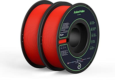AnkerMake PLA+ 3D Druckfilament, AnkerMake Original Filament, 2er-Pack, 1kg, Robustes weiches Material, Hohe Klebekraft, Für schnelles Drucken geeignet (Rot)