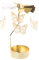 Schmetterling Teelicht Karussell Glas Teelichthalter Gold Teelichtglas Rotierender Kerzenhalter Eisen Metall Kerzenständer für Valentinstag Deko Geschenk Hochzeit Dekoration Wohnzimmer Tischdeko