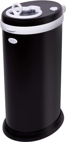 Ubbi Steel Odor Locking Nappy Bin, No Special Bag Required Money Saving, Awards-Winning, Modern Design Registry Must-Have Diaper Pail, Matte Black