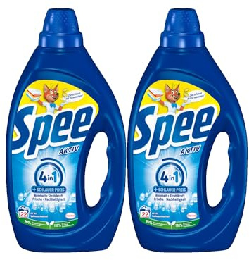 Spee Aktiv Gel Universal 4 + 1 Waschmittel 44 WL (2 x 22 Waschladungen), Flüssigwaschmittel mit 4 + 1 Formel vereint Reinheit, Strahlkraft, Frische & Nachhaltigkeit, 20° - 95° C