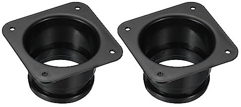 PATIKIL 4 Duct Connector Flange, 2 Pack Dryer Vent Wall Plate Square to Round Straight Ducting Plate for Air Heating Cooling Ventilation Exhaust Fan, Black