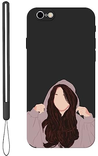 KARTXITAI Hülle Kompatibel mit iPhone 6 / 6S, Kreatives Graffiti Mädchen Muster Weiches Stoßfeste Cute Matte Schutzhülle mit Bumper Case Handyhülle Rückseite-Schwarz