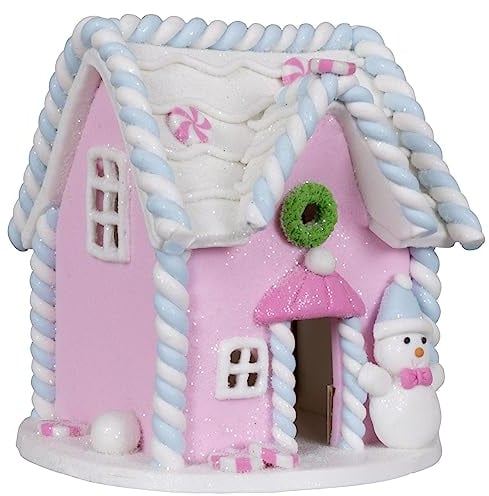 Christmas Paradise Weihnachtliches Deko Lebkuchenhaus Pfefferkuchenhaus 11cm rosa-weiß