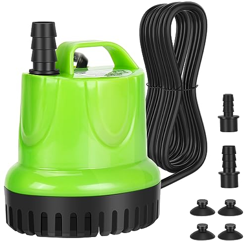 CAROOTU Pompa sommergibile da 25 W, 1200 l/h, ad alto flusso, protezione dalla combustione a secco con design estremamente silenzioso per fontane, acquari, idroponiche, stagni, acquari