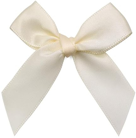SYSUII 200 Stück Mini Satinband Schleifen, 7cm Satin Band Deko für Nähen, Scrapbooking, DIY Basteln, Hochzeit, Valentinstag Geschenkschleifen - Beige