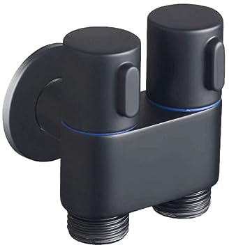 BOFRHME 1 robinet mural - Robinet d'équerre 1 en 2 - Arrêt - Robinet de salle de bain à double contrôle pour auto-nettoyage (noir)