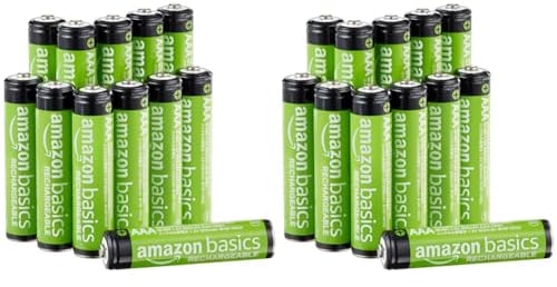 Amazon Basics AAA-Batterien, wiederaufladbar, 800 mAh, vorgeladen, 12 Stück (Packung mit 2)