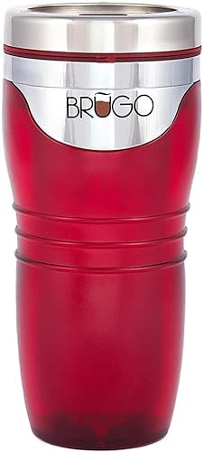 PATIFUN BRUGO MUG de viaje antifugas con cámara de control de temperatura integrada, taza de viaje isotérmica de doble pared, ideal para amantes del té o del café, color retro rojo rubí