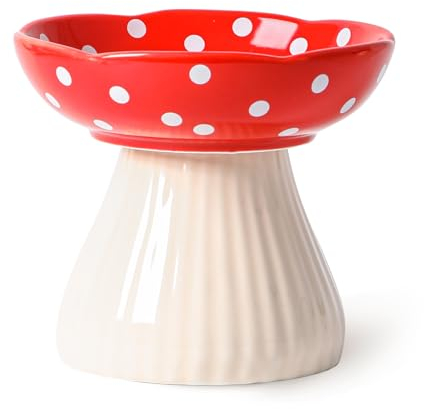 RESVUGA Gamelle surélevée en céramique pour chat et petit chien Motif à pois Rouge