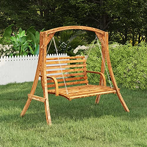 Schaukelgestell Bugholz Massiv mit Teak-Finish, Chaduof Hollywoodschaukel Balkon, Schaukel, Gartenschaukel, Verandaschaukeln, Gartenschaukelstuhl, Schaukelbank Outdoor