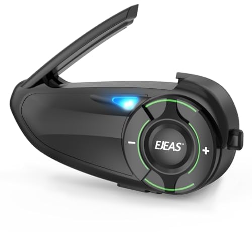 EJEAS Q8 Mesh Motorcycle Helmet Headset, Waterproof Bluetooth Intercom for up to 6 Motorcyclists Communication System with Music Share, Seamless Connectivity